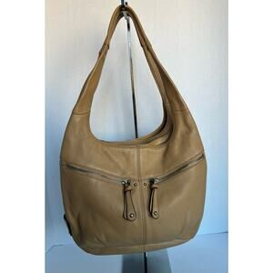 TIGNANELLO Pebble Leather Tan 3 Compartment Shoulder Bag Purse